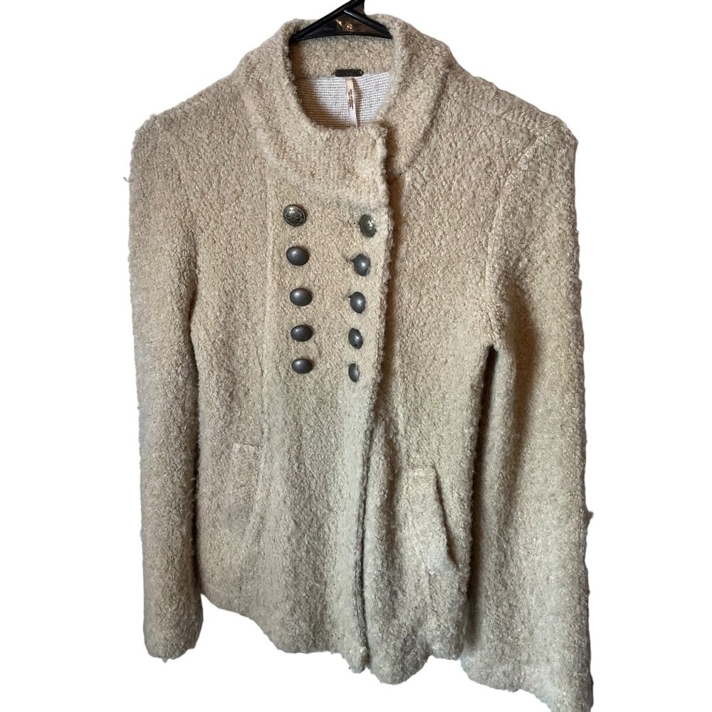 Free‎ People XS Beige Wool-Blend Military Style Jacket